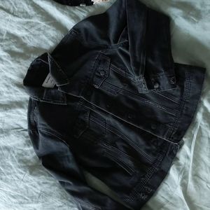 Petite black denim jacket